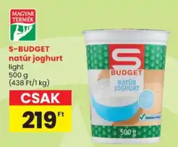 Spar S budget natúr joghurt ajánlat