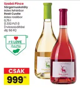 Interspar Szabó Pince sárgamuskotály édes fehérbor ajánlat
