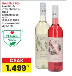 Interspar Bodri&Urbán száraz fehérbor száraz rosébor ajánlat