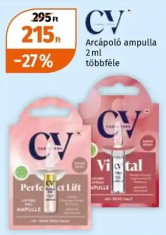 CV arcápoló ampulla
