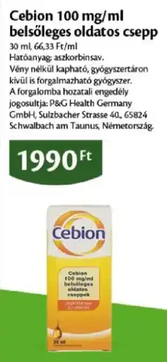EcoFamily Cebion belsőleges oldatos csepp ajánlat