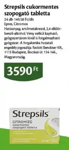 EcoFamily Strepsils cukormentes szopogató tabletta ajánlat