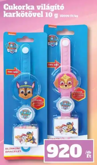Paw patrol cukorka világító karkötő