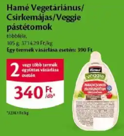 EcoFamily Hamé vegetáriánus csirkemájas veggie pástétomok ajánlat
