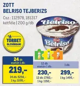 Metro Zott belriso tejberizs ajánlat