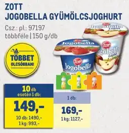 Metro Zott jogobella gyümölcsjoghurt ajánlat