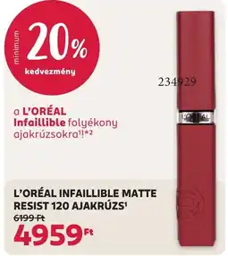 Rossmann L'oréal infallible matte resist 120 ajakrúzs ajánlat