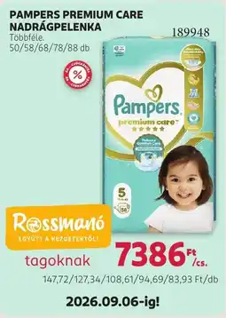 Rossmann Pampers premium care nadrágpelelka ajánlat