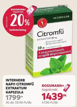 Rossmann Interherb napi1 citromfú extraktum kapszula ajánlat
