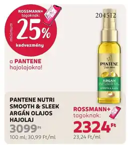 Rossmann pantene smooth & sleek argán olajos hajolaj ajánlat