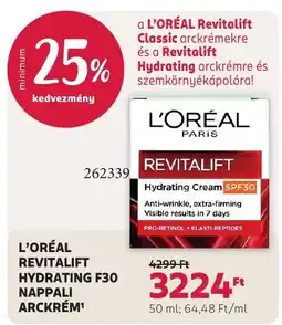 Rossmann L'oréal revitalift hydrating f30 nappali arckrém ajánlat