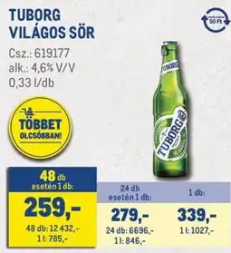 Metro Tuborg világos sör ajánlat