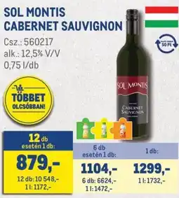 Metro Sol montis cabernet sauvignon ajánlat