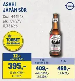 Metro Asahi japán sör ajánlat