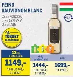 Metro Feind sauvignon blanc ajánlat