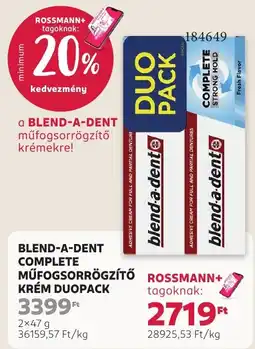 Rossmann blend-a-dent complete műfogsorrögzítő krém ajánlat