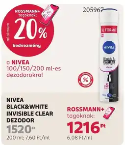 Rossmann nivea black&white invisible clear dezodor ajánlat