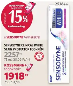 Rossmann sensodyne clinical white stain protector fogkrém ajánlat