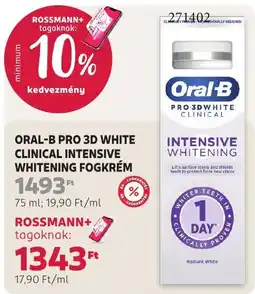 Rossmann oral-b pro 3d white clinical intensive whitening fogkrém ajánlat