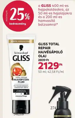 Rossmann Gliss total repair hajvégbápoló olaj ajánlat