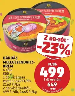 PENNY Dárdás melegszendvicskrém ajánlat