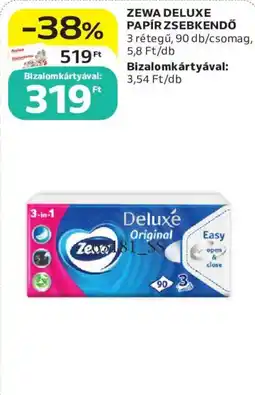 Auchan Zewa deluxe papír zsebkendő ajánlat