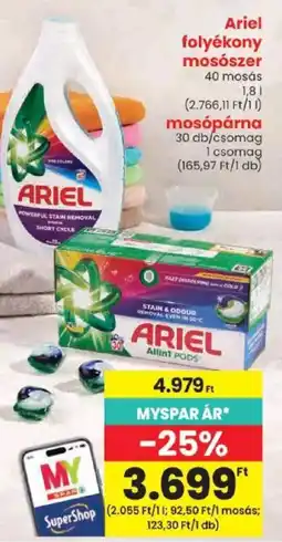 Spar Ariel folyékony mosószer mosópárna ajánlat