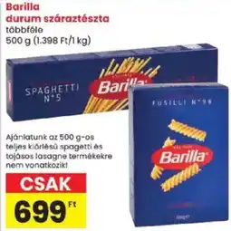Spar Barilla durum száraztészta ajánlat