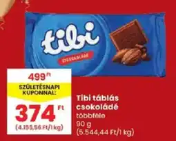 Spar Tibi táblás csokoládé ajánlat