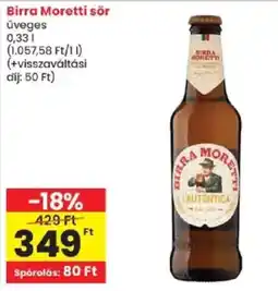 Spar Birra Moretti sör ajánlat