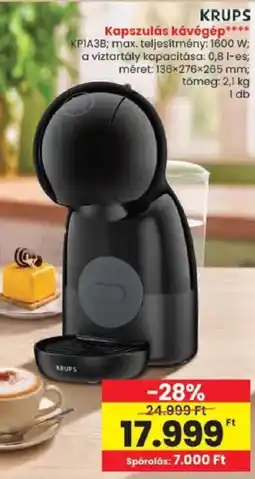 Spar Krups kapszulás kávé gép ajánlat