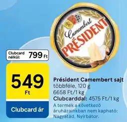 Tesco Président Camembert sajt ajánlat