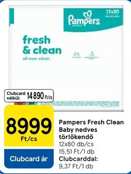 Tesco Pampers fresh clean baby nedves törlőkendő ajánlat