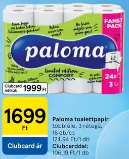 Tesco Paloma toalettpapír ajánlat