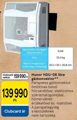 Tesco Honor hdu-dk 5kw gázkonvektor ajánlat