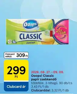 Tesco Ooops! classic papír zsebkendő ajánlat