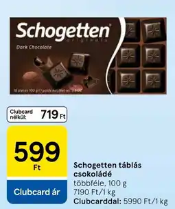 Tesco Schogetten táblás csokoládé ajánlat