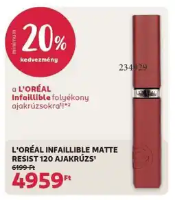 Rossmann L'ORÉAL INFAILLIBLE MATTE RESIST 120 AJAKRÚZS ajánlat
