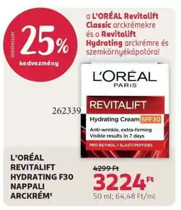Rossmann L'ORÉAL REVITALIFT HYDRATING F30 NAPPALI ARCKRÉM ajánlat