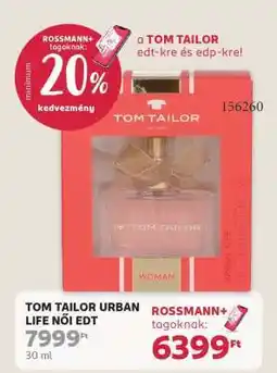 Rossmann TOM TAILOR URBAN LIFE NŐI EDT ajánlat