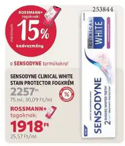 Rossmann SENSODYNE Clinical White Stain Protector fogkrém ajánlat