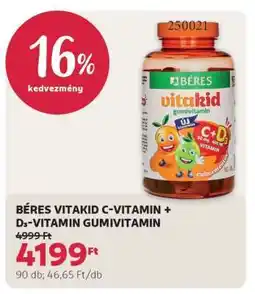 Rossmann BÉRES VITAKID C-VITAMIN + D₃-VITAMIN GUMIVITAMIN ajánlat