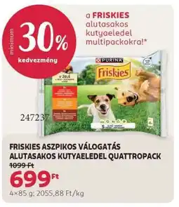 Rossmann FRISKIES ASZPIKOS VÁLOGATÁS ALUTASAKOS KUTYAELEDEL QUATTROPACK ajánlat