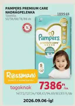 Rossmann Pampers Premium Care Nadrágpelenka ajánlat