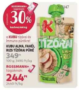 Rossmann KUBU ALMA, FAHÉJ, RIZS TÍZÓRAI PÜRÉ ajánlat