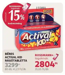 Rossmann BÉRES ACTIVAL KID RÁGÓTABLETTA ajánlat