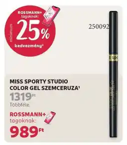 Rossmann MISS SPORTY STUDIO COLOR GEL SZEMCERUZA ajánlat