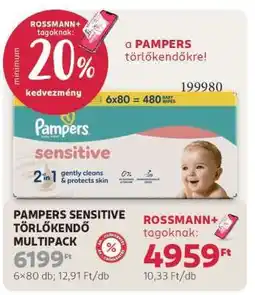 Rossmann PAMPERS SENSITIVE TÖRLŐKENDŐ MULTIPACK ajánlat