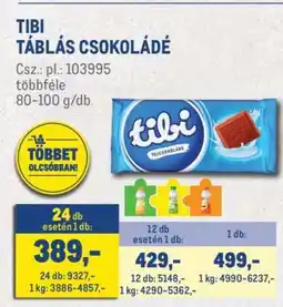 Metro TIBI Táblás csokoládé ajánlat
