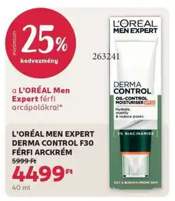 Rossmann L'ORÉAL MEN EXPERT DERMA CONTROL F30 FÉRFI ARCKRÉM ajánlat